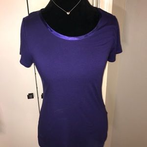 Purple dressy Tee with detailed collar